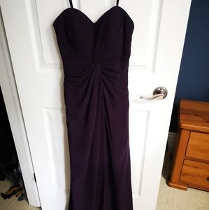 Plum bridesmaid gown maxi